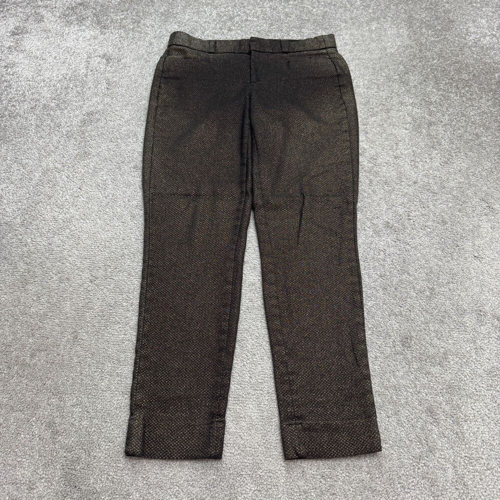 Banana Republic Sloan Metallic Slim Fit Ankle Pants Women 2 Gold Bronze Textured - Picture 1 of 16